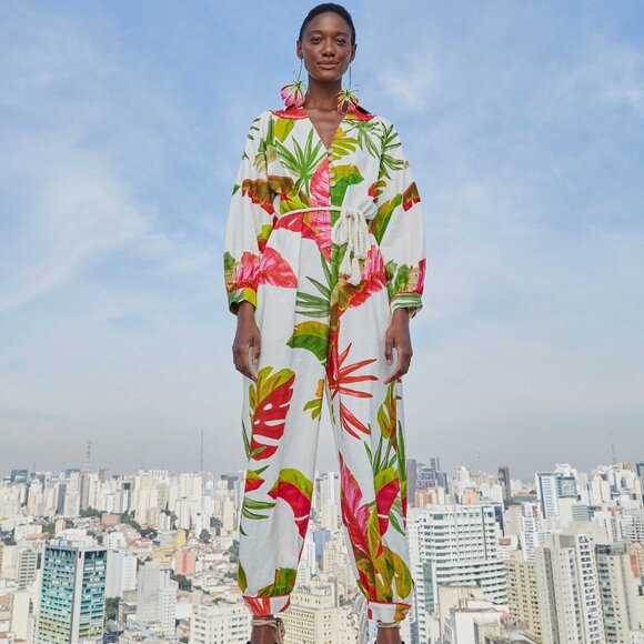 White Spring Forest Jumpsuit - Picture 1 of 1